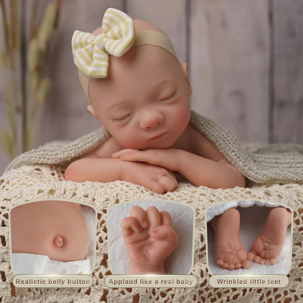 🆕16 Inch Full Platinum Silicone 4 Lb Sleeping Baby Girl Real Life Baby Doll
